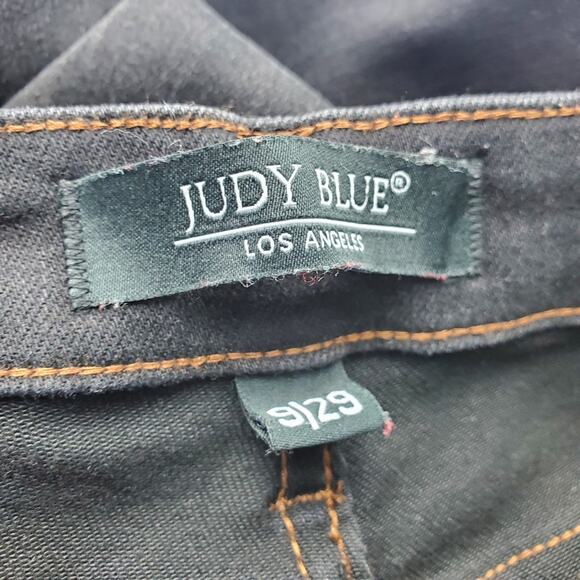 Judy Blue Womens Black High Rise Destroyed Hem Cropped Straight Jeans Size 29 - Picture 3 of 7